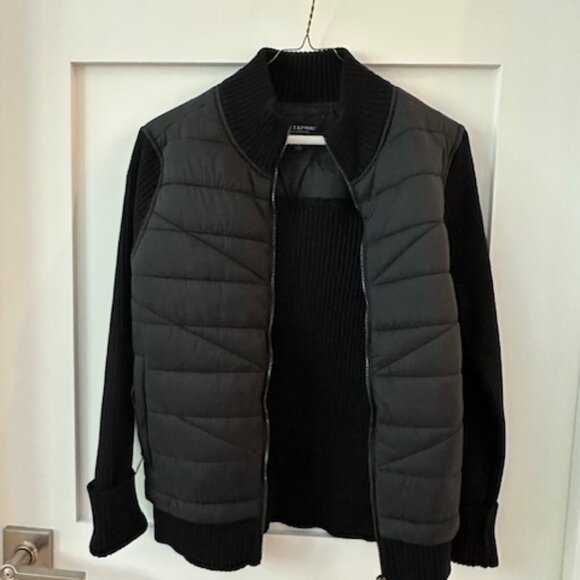 New Liverpool of Los Angeles Black Quilted/Sweater Zip Jacket, Small - Picture 2 of 8